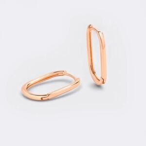 Mint & Lilly Retro Box Huggie Hoop Earrings*18K Rose Gold-Plated Over Brass